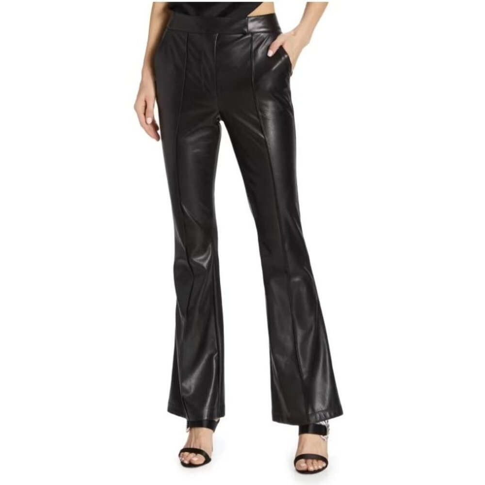 NWT Generation Love Rio Vegan Leather Flare Pants Black Size US 8 $248 [jb]